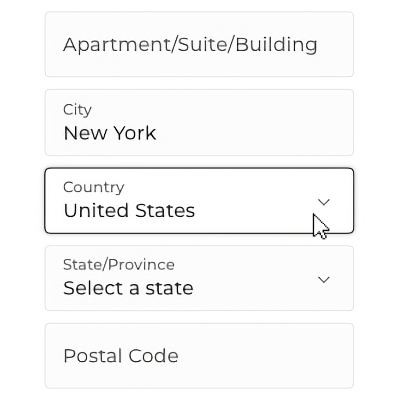 select your shipping country from the dropdown menu in the cart