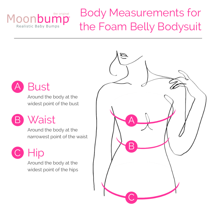 Body measurements for our foam fake pregnant belly bodysuits body measurements for the foam fake pregnant belly bodysuit